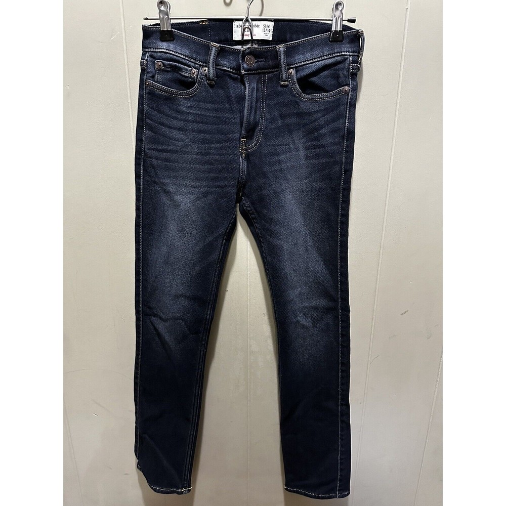 Abercrombie Kids 1892 Girls Stretch Jeans Size 13 - 14 Slim Dark Wash EUC